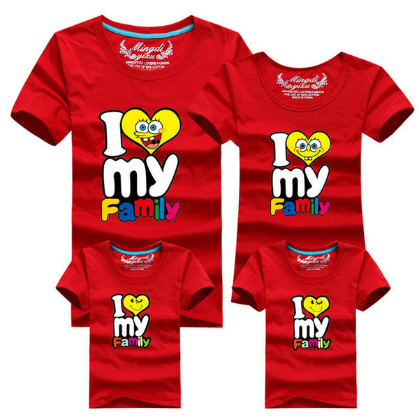 1Piece New Family Matching Outfits T-shirt Color Clothes For  2017 Summer family clothes mother father daughter son Top Clothing