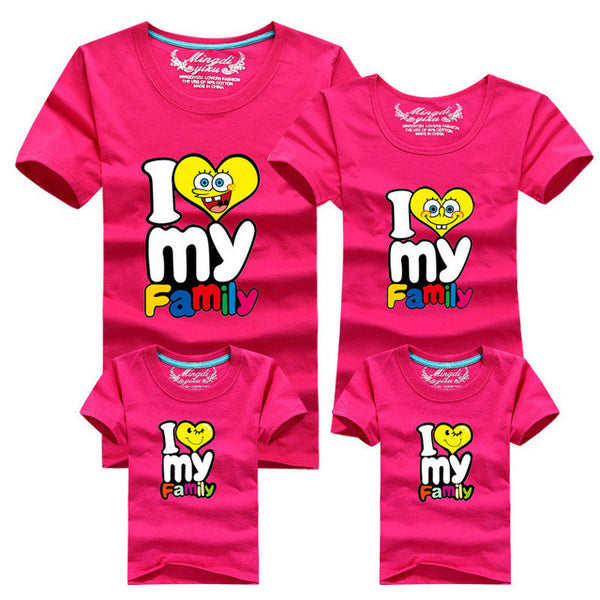 1Piece New Family Matching Outfits T-shirt Color Clothes For  2017 Summer family clothes mother father daughter son Top Clothing
