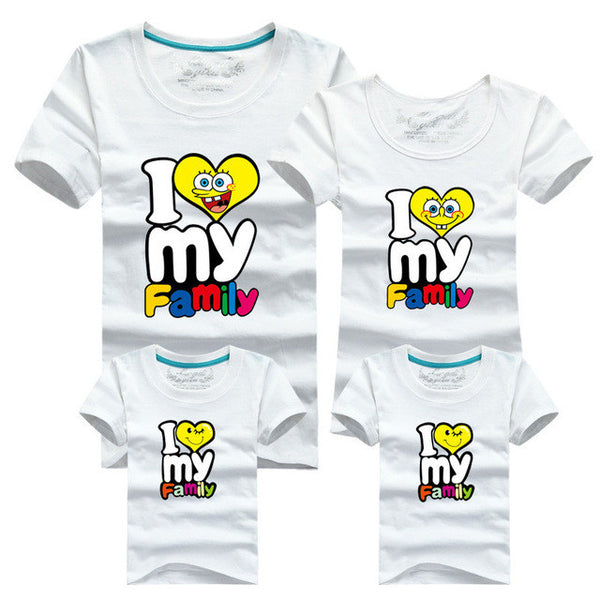 1Piece New Family Matching Outfits T-shirt Color Clothes For  2017 Summer family clothes mother father daughter son Top Clothing
