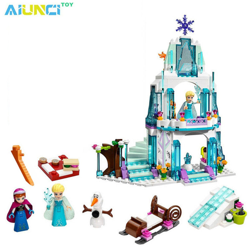 AIUNCI Toys 316pcs Dream Princess Elsa's Ice Castle Building Blocks Princess Anna Olaf Set Gift Toys For Children