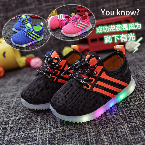 Fashion Kids Sneakers Children's Charging Luminous Lighted Sneakers Boy/Girls Colorful LED lights Children Shoes size 22-30
