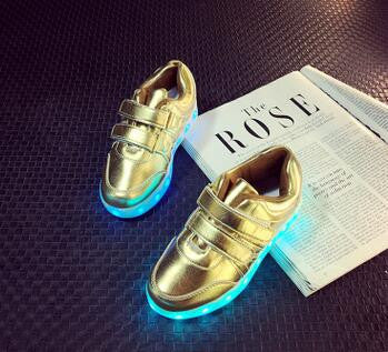 2017 Sneakers children USB charging Luminous Lighted Sneakers Boys / Girls Colorful led lights Children's Shoes