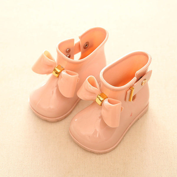 Fashion Children's Rain Boots Autumn Girls Princess Shoes Spring Bow Female Child Rain Boots Waterproof Baby Girls Short Boots