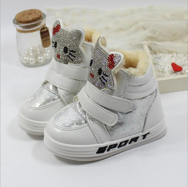 Children's winter boots new fashion 2016 Girl PU snow brand cartoon sneakers kids waterproof rubber shoes botas infantis