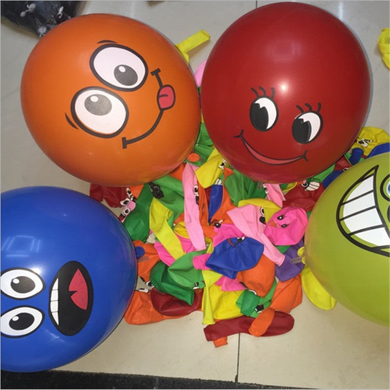 2017 20pcs Random Mixed Balloon Printed Big Eyes Smiley Air Balloon Inflatable Latex Balls