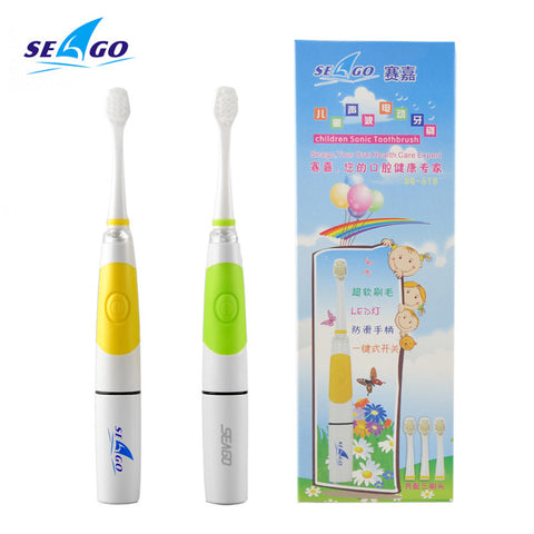 SG-618 Child Electric Toothbrush With 3 Brush Head Intelligent LED light Kid Baby Soft-bristle Sonic Oral Dental Care Toothbrush
