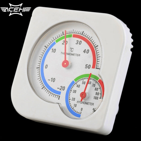 White Mini Thermometer for Nursery Baby House Room Wet Hygrometer -20~50 Deg.C Temperature Meter Plastic Analog Weather Station