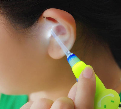 New Cartoon Baby Care Syringe Ear Wax Remove LED Flashlight Ear Pick Cleaner Tool Curette Transparent Ear Syringe Q209