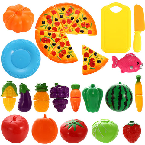 LeadingStar Plastic Fruit Vegetable Cutting Toy Set Kids Baby Early Leaning Education Toy Fruit Vegetable Kitchen Cutting Toys