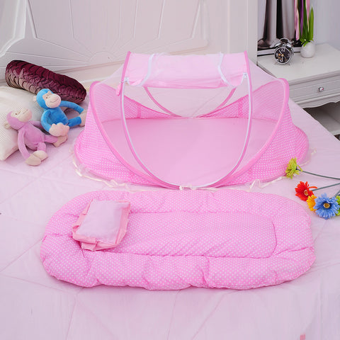 Baby Bedding Crib Netting Folding Baby Music Mosquito Nets Bed Mattress Pillow Three-piece Suit For 0-2 Years Old Children