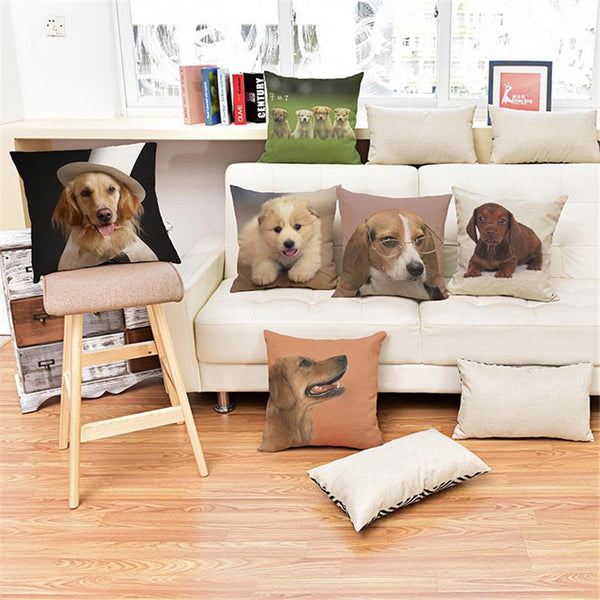 18'' Square Cushion Covers Dog Pet Cotton Linen Material Pillow Cases For Kids Baby Girl Boy Bedroom Decor Drop Shipping