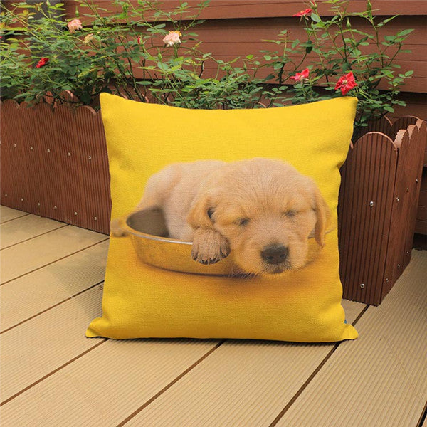 18'' Square Cushion Covers Dog Pet Cotton Linen Material Pillow Cases For Kids Baby Girl Boy Bedroom Decor Drop Shipping