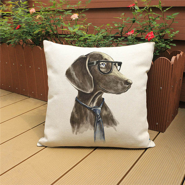 18'' Square Cushion Covers Dog Pet Cotton Linen Material Pillow Cases For Kids Baby Girl Boy Bedroom Decor Drop Shipping