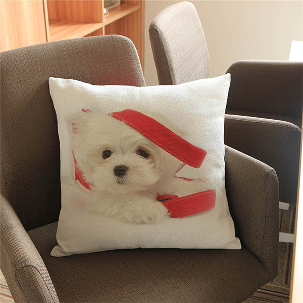 18'' Square Cushion Covers Dog Pet Cotton Linen Material Pillow Cases For Kids Baby Girl Boy Bedroom Decor Drop Shipping
