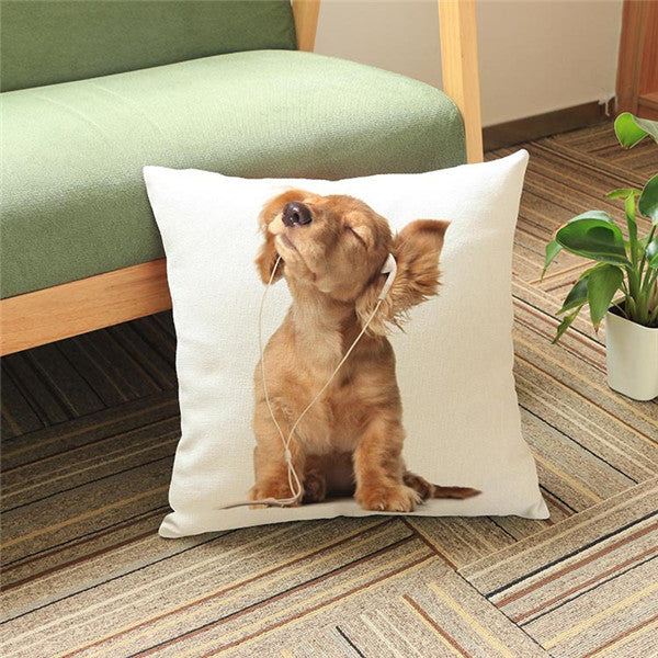 18'' Square Cushion Covers Dog Pet Cotton Linen Material Pillow Cases For Kids Baby Girl Boy Bedroom Decor Drop Shipping