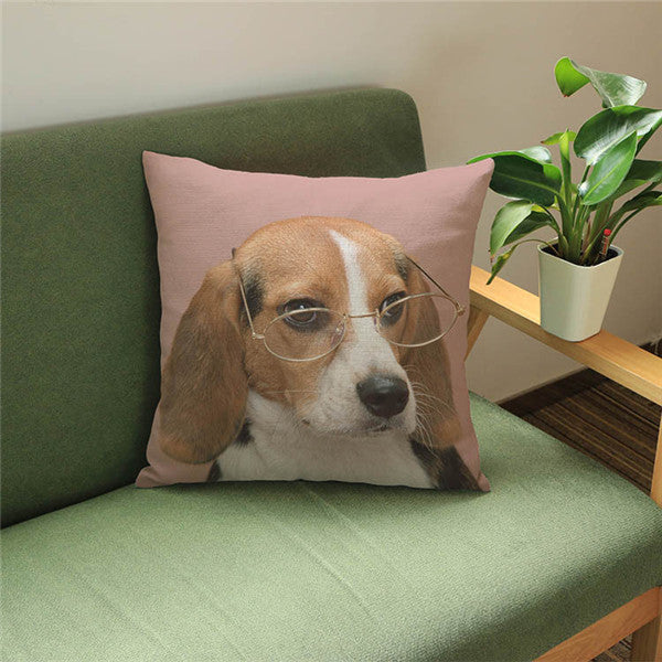 18'' Square Cushion Covers Dog Pet Cotton Linen Material Pillow Cases For Kids Baby Girl Boy Bedroom Decor Drop Shipping