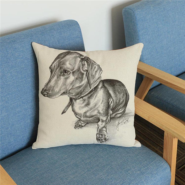 18'' Square Cushion Covers Dog Pet Cotton Linen Material Pillow Cases For Kids Baby Girl Boy Bedroom Decor Drop Shipping