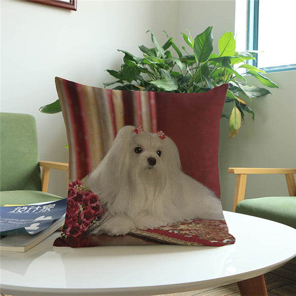 18'' Square Cushion Covers Dog Pet Cotton Linen Material Pillow Cases For Kids Baby Girl Boy Bedroom Decor Drop Shipping