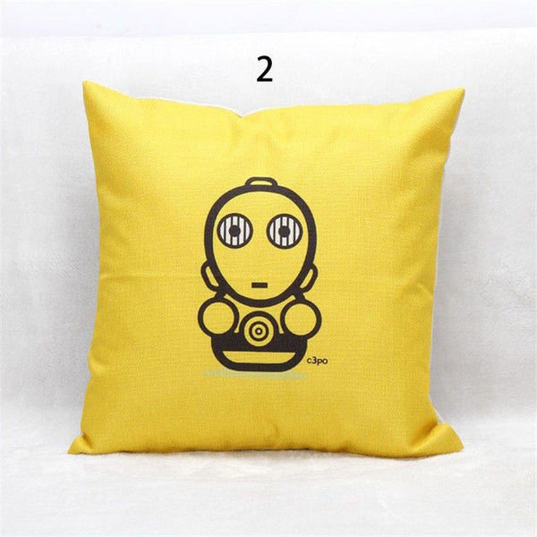 Hot Selling Cartoon Star Wars Cotton Linen Throw Pillow case Sofa Back Blue Cushion Cover Baby Room Decorative cojines
