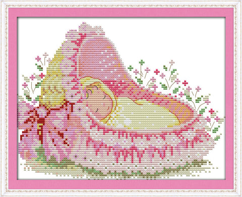 The baby in the cradle, counted printed on fabric DMC 14CT 11CT Cross Stitch kits,embroidery needlework Sets, Home Decor