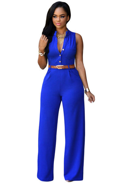 Zkess Jumpsuit Long Pants Women Rompers Sleeveless XXL V-neck 2017 Belt Solid Sexy Night Club Elegant Slim Jumpsuits Overalls