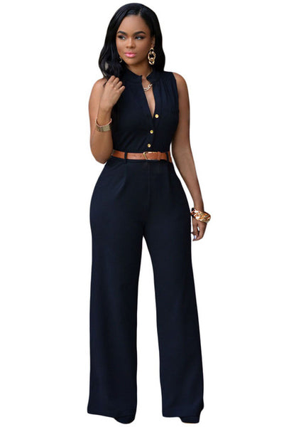 Zkess Jumpsuit Long Pants Women Rompers Sleeveless XXL V-neck 2017 Belt Solid Sexy Night Club Elegant Slim Jumpsuits Overalls