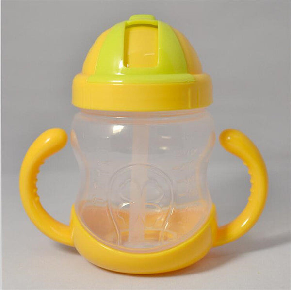 1 PCS 280ml Cute Baby Cup Kids Children Learn Feeding Drinking Water Straw Handle Bottle mamadeira Sippy Training CupCSY0229P20