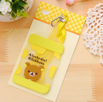 Cute Feeding Bottle Shaped Cartoon Animals Silicone Card Cover Bus Bank Id Card Case Holder with Rope