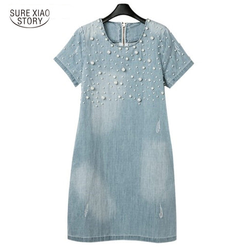 Denim Jeans 2017 Hot Sale Summer Casual Women Dress Fashion Dresse Vestidos Cotton Dresses Women Clothing Plus Size M-5XL c19-c