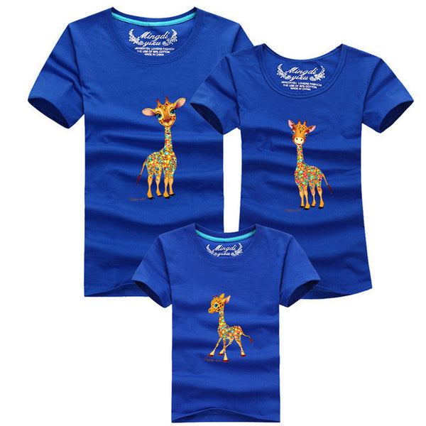 1pcs Fashion Family Look Cartoon giraffe Printed T Shirts 8 Colors Summer Family Clothes Family Matching Outfits Cartoon T-shirt