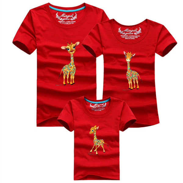 1pcs Fashion Family Look Cartoon giraffe Printed T Shirts 8 Colors Summer Family Clothes Family Matching Outfits Cartoon T-shirt