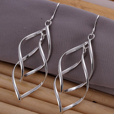 Brand New Fashion Jewelry Silver ColorTwist  Shaped Drop Dangle Earring for Women Gift