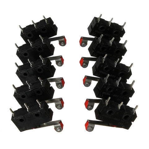 10 x Roller Lever Arm PCB Terminals Micro Limit Normal Close/Open Switch KW12-3 Switches 5A Favorable Price