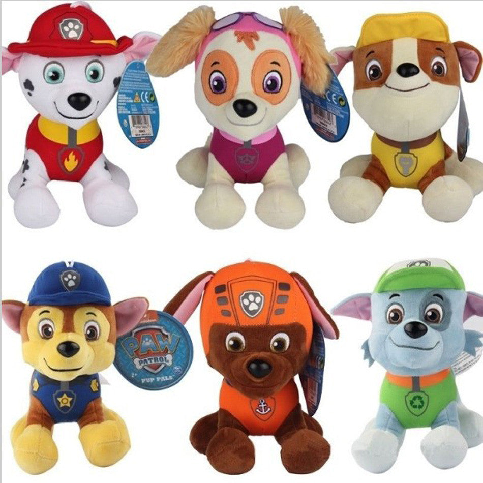 6 Pcs Set PAW PATROL Soft Plush Toy Marshall Rubble Chase Rocky Zuma Skye 12CM Party Supplies