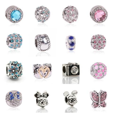 AIFEILI New Fashion Perles Jewelry Silver Color Cute Mickey Minnie Bijoux Beads Fit Diy Pandora Charms Bracelet Wholesale gift