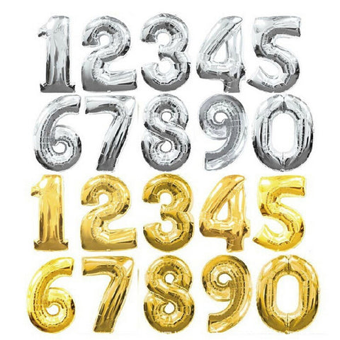 XXPWJ 30 inches Gold Silver Number Foil Balloons Digit Helium Ballons Birthday Party Wedding Decor Air Baloons Event Party