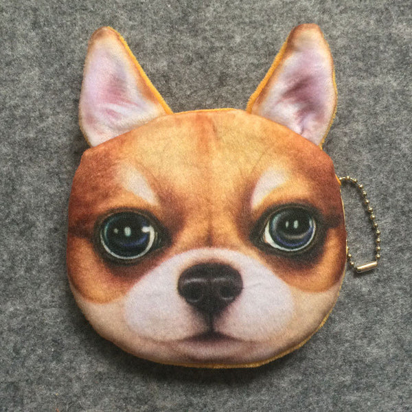 2017 Promotion 3D Oval Animal Prints Mini Coin Bags Women Storage Pouch Cute Dog Wallets Kids Coin Purses