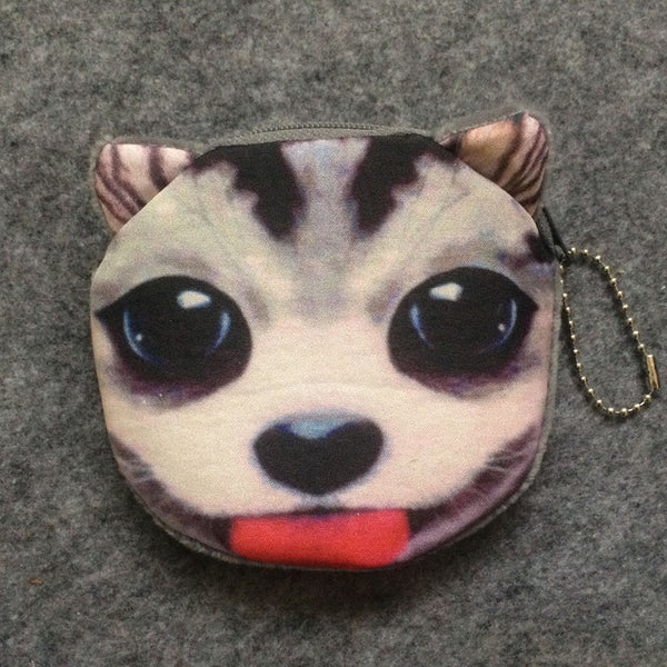 2017 Promotion 3D Oval Animal Prints Mini Coin Bags Women Storage Pouch Cute Dog Wallets Kids Coin Purses