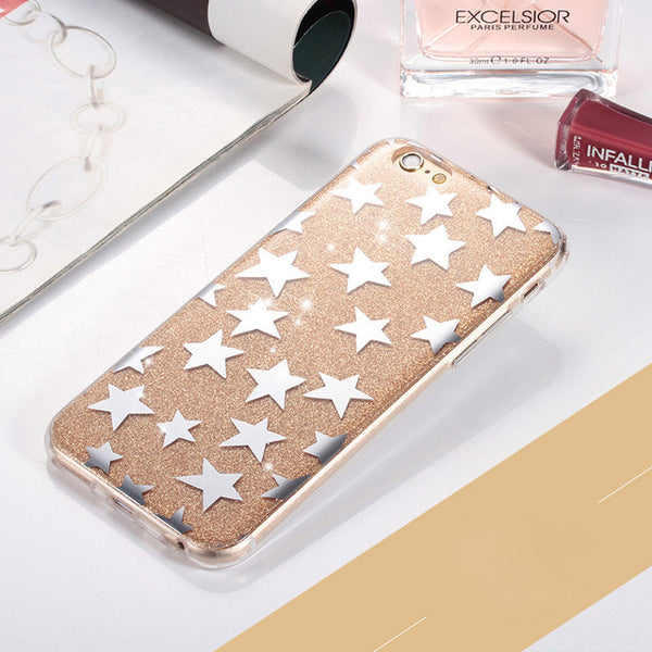 Luxury Bling Glitter Star Case For iPhone 7 Flashing Powder Hard PC Phone Cases Back Cover Capa Coque For iPhone7 6 6s 5 5s SE