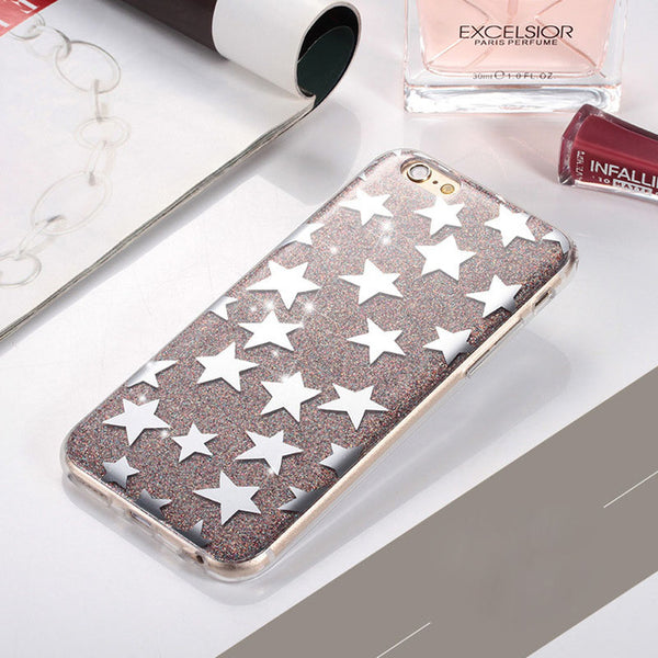 Luxury Bling Glitter Star Case For iPhone 7 Flashing Powder Hard PC Phone Cases Back Cover Capa Coque For iPhone7 6 6s 5 5s SE