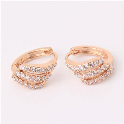 GULICX Fashion Lady Earing Gold-color Hoop Earrings luxury Jewelry Round Crystal Cubic Zircon Wedding Jewelry E156