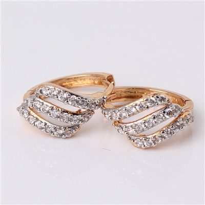 GULICX Fashion Lady Earing Gold-color Hoop Earrings luxury Jewelry Round Crystal Cubic Zircon Wedding Jewelry E156