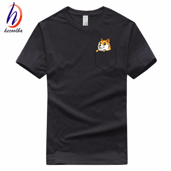 Doge Tee shirt homme de marque print T-shirt 2017 fashion pocket funny joke t shirt men and women funny cotton tee,GT139