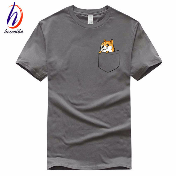 Doge Tee shirt homme de marque print T-shirt 2017 fashion pocket funny joke t shirt men and women funny cotton tee,GT139