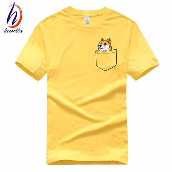 Doge Tee shirt homme de marque print T-shirt 2017 fashion pocket funny joke t shirt men and women funny cotton tee,GT139