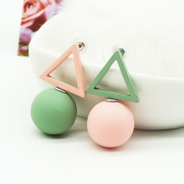 ZOEBER NEW Fashion geometry colors cube candy Crystal Stud earrings  women Glass shiny Lovely lady black Korean Earings Jewelry