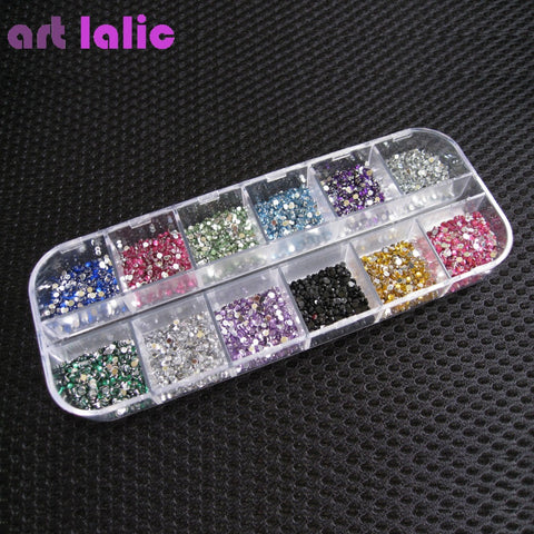 3000pcs 1.5mm Rhinestones Nail Decoration Round Colorful Glitters With Hard Case DIY Nail Art Decorations