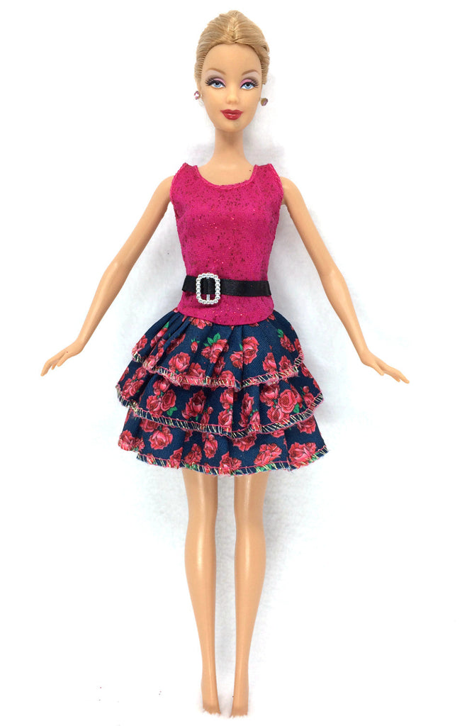 NK 2016 Newest Doll Dress Beautiful Handmade Party ClothesTop Fashion Dress For Barbie Noble Doll Best Child Girls'Gift 002A