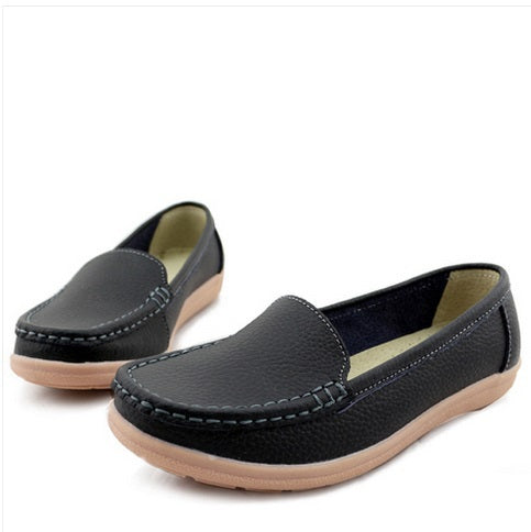 Women leather shoes female wholesale flats shoes girl casual comfort low heels flat loafers nurse shoes