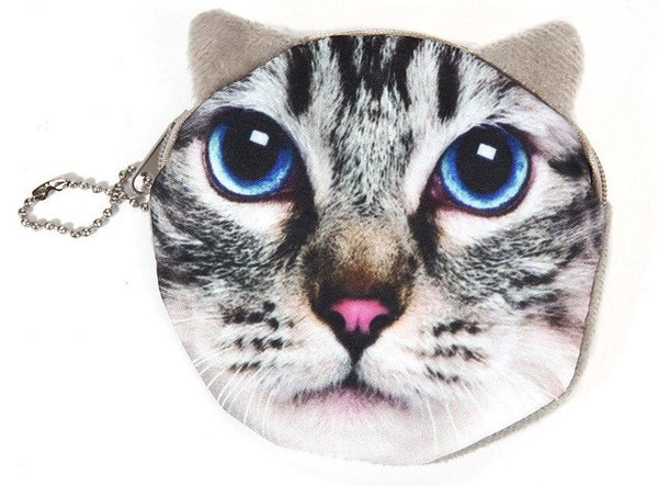 New Cute Cat Face Printed Zipper Coin Purses For Kids Cartoon Wallet Bag Coin Pouch Children Purse Holder Women Coin Wallets